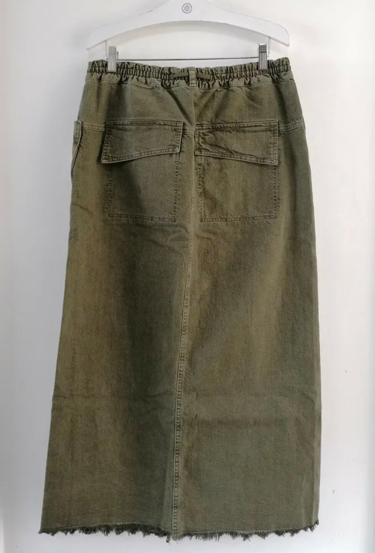 FREE PEOPLE Denim WOKE UP LIKE THIS FrayHem Maxi Skirt