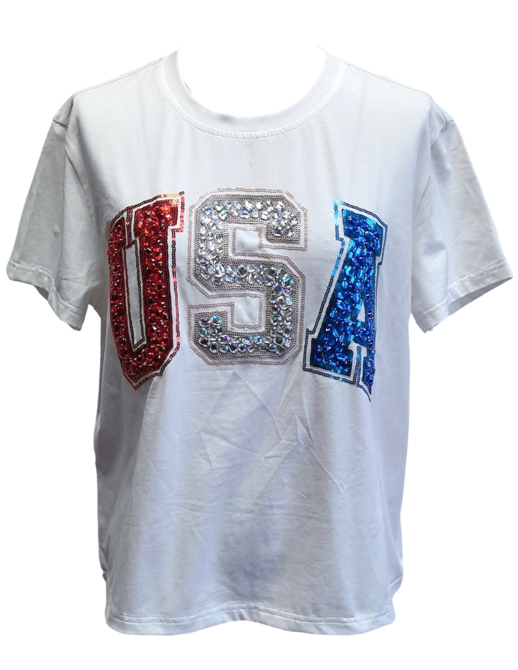 QUEEN OF SPARKLES Beaded USA Appliqué Tee