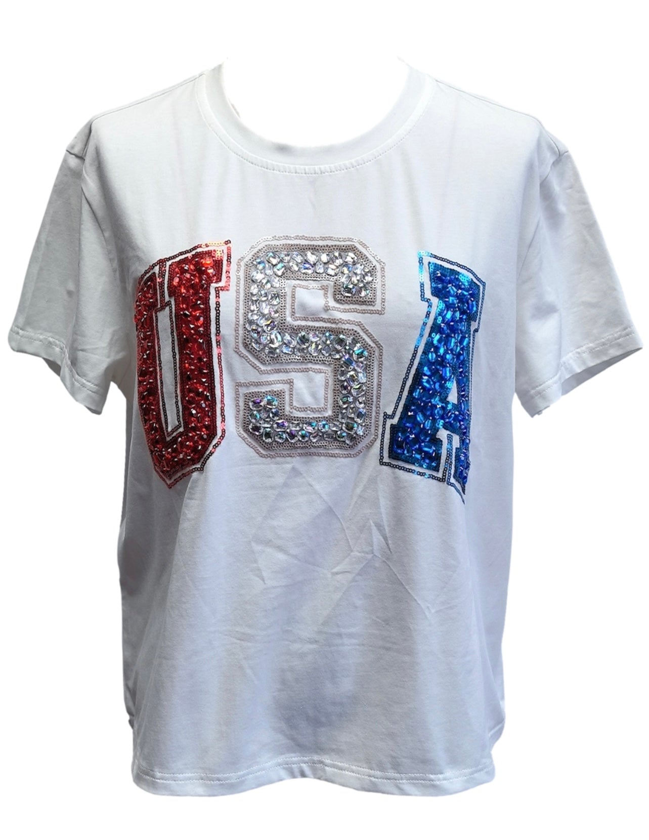 QUEEN OF SPARKLES Beaded USA Appliqué Tee