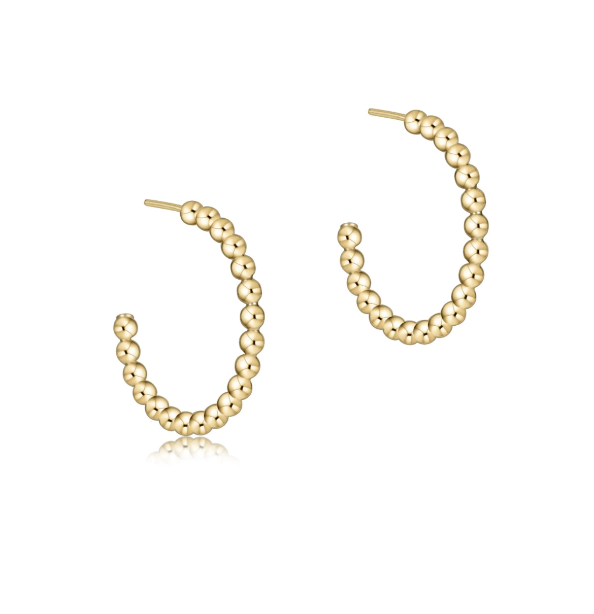 ENewton Beaded Classic 1" Post Hoop Earring- 2mm Gold