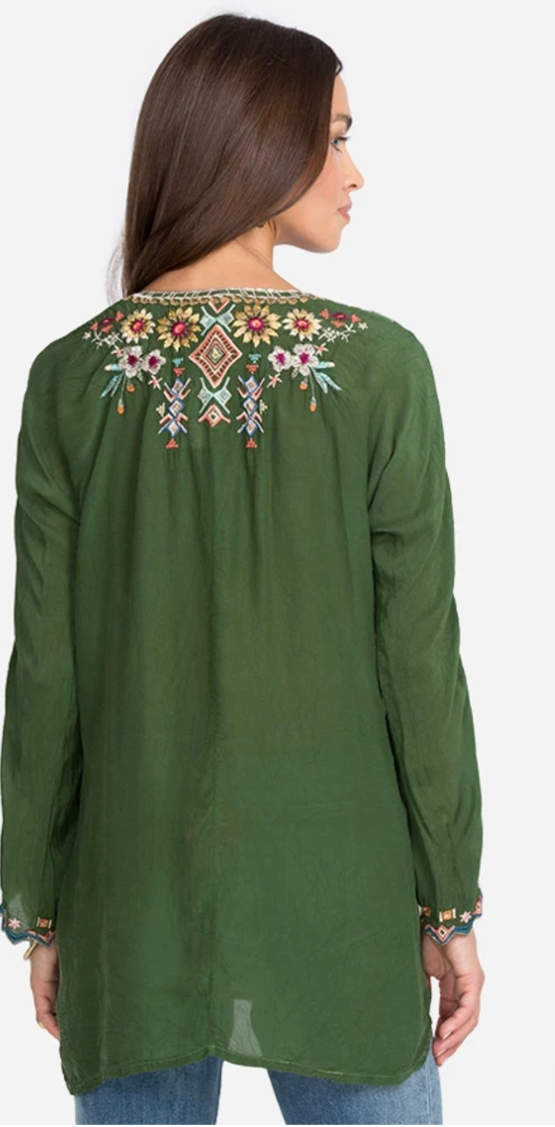 JOHNNY WAS Cactus SUNFLOWER Embroidered Blouse Top