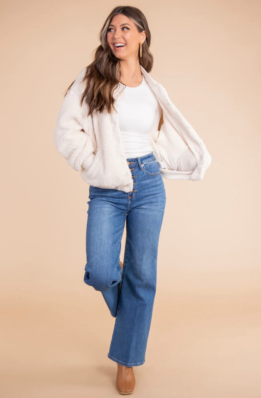 DEAR JOHN HiRise FIONA Button-Up WideLeg Jean