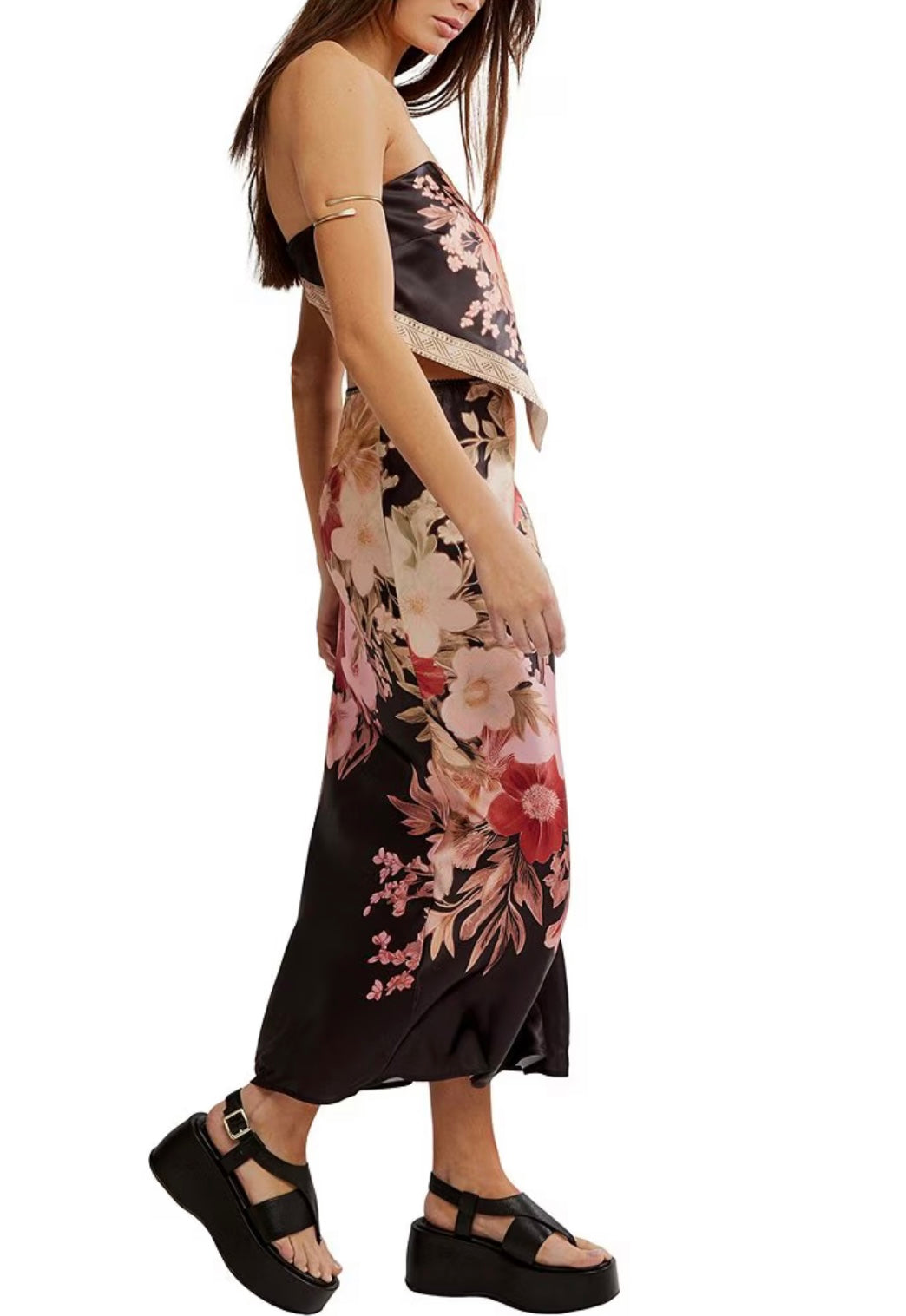 FREE PEOPLE 2pc FABIAN Floral Maxi Skirt Set