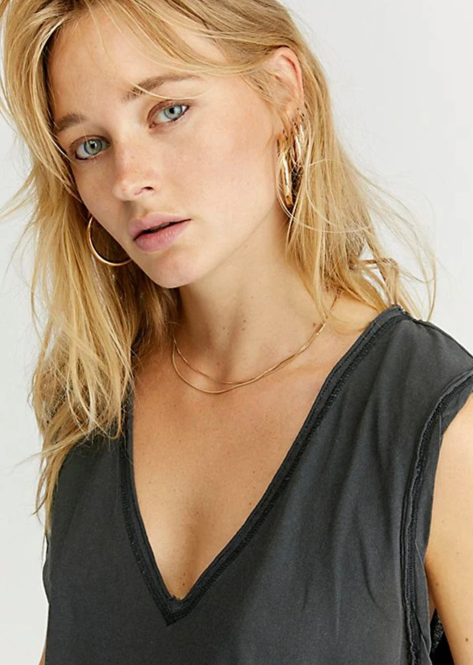 FREE PEOPLE MineralWash DREAMY V-Neck Muscle Tank Top