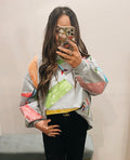 QUEEN OF SPARKLES Sequin PLANES & TICKETS Travel Sweatshirt