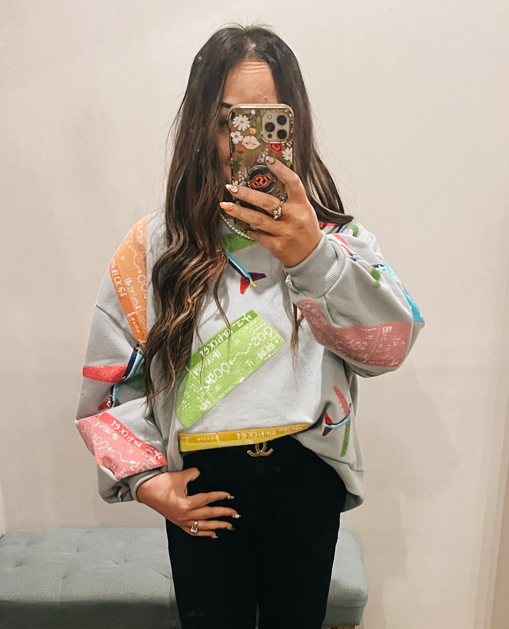 QUEEN OF SPARKLES Sequin PLANES & TICKETS Travel Sweatshirt
