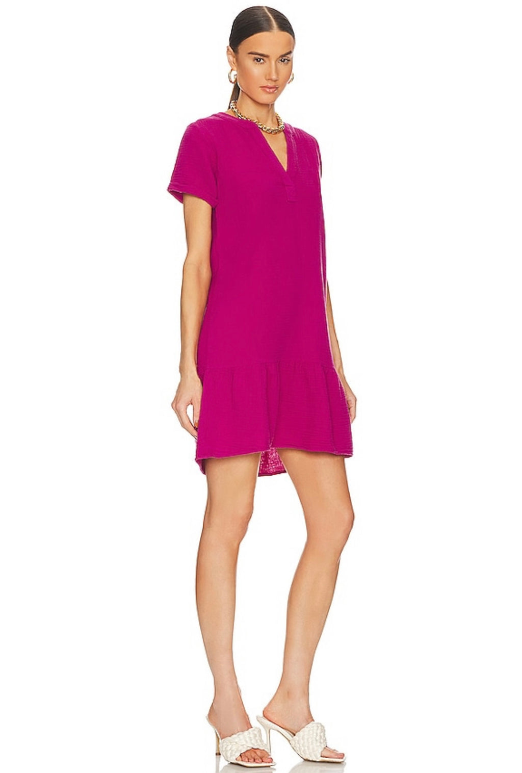BOBI SplitNeck RESPECT RuffleHem Dress