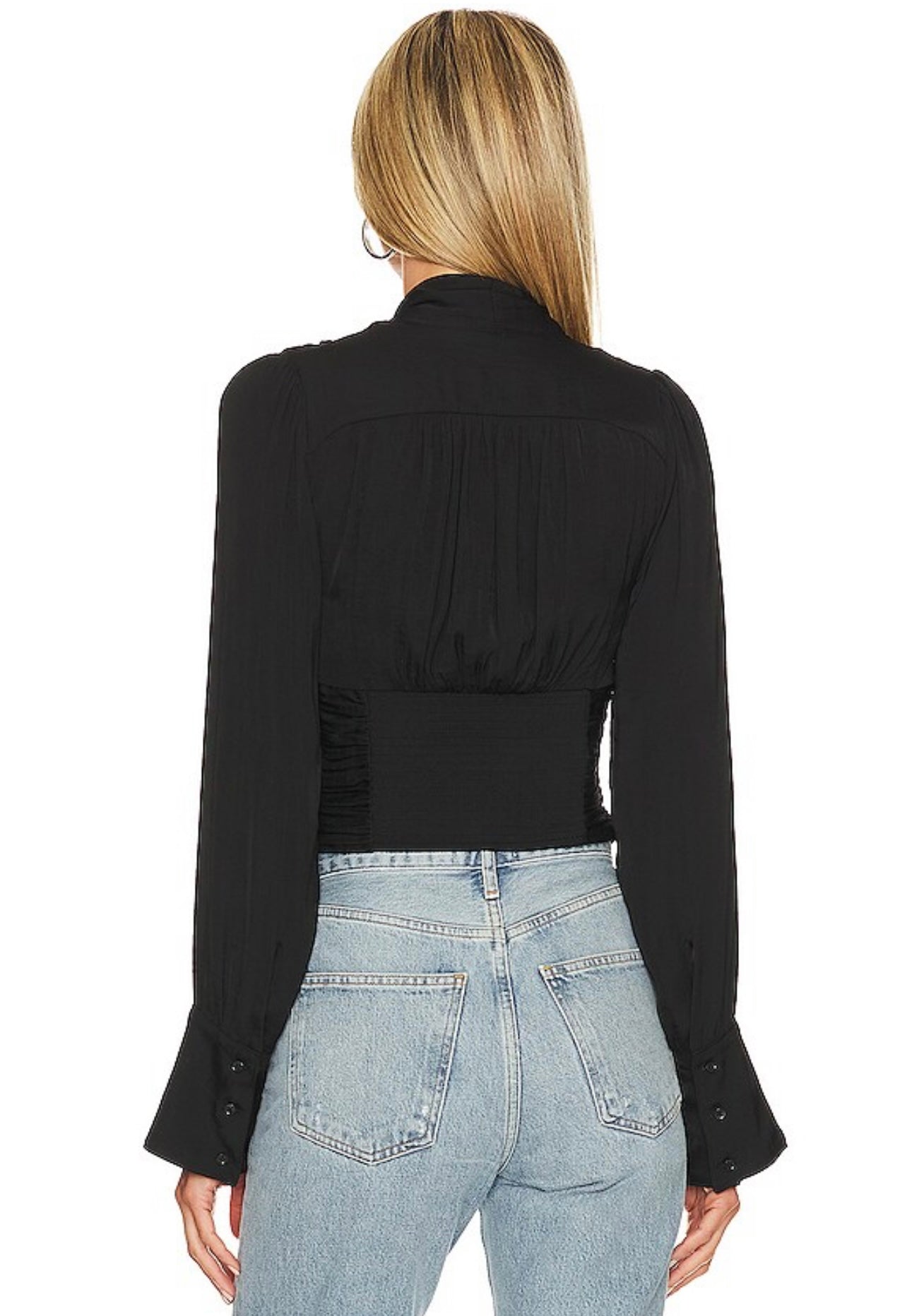 FREE PEOPLE ButtonDown MEET ME THERE TieNeck Top