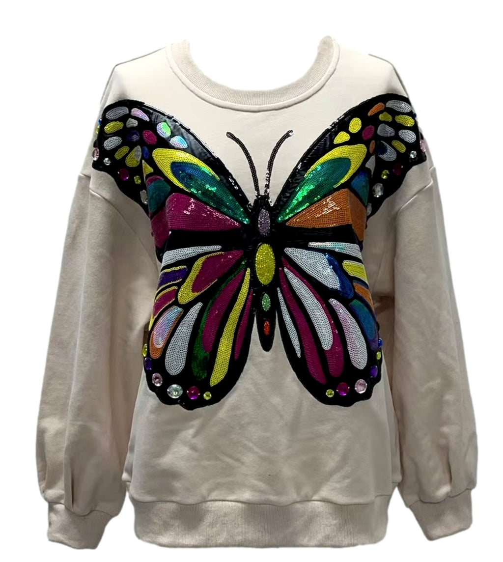 QUEEN OF SPARKLES Oversized BUTTERFLY Sweatshirt