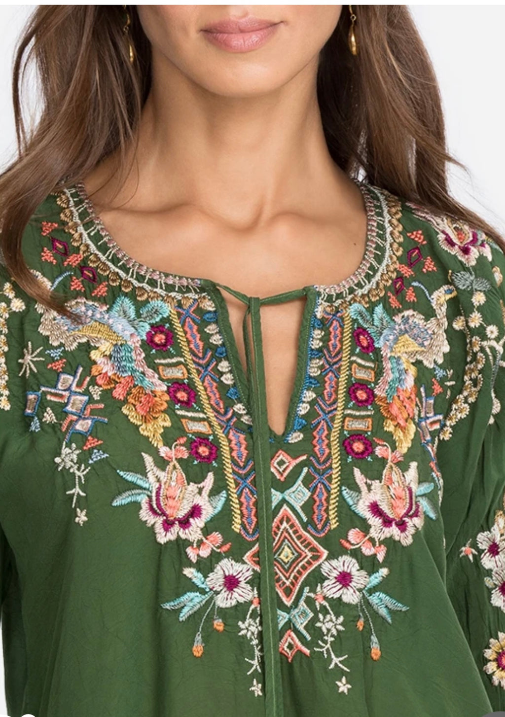 JOHNNY WAS Cactus SUNFLOWER Embroidered Blouse Top