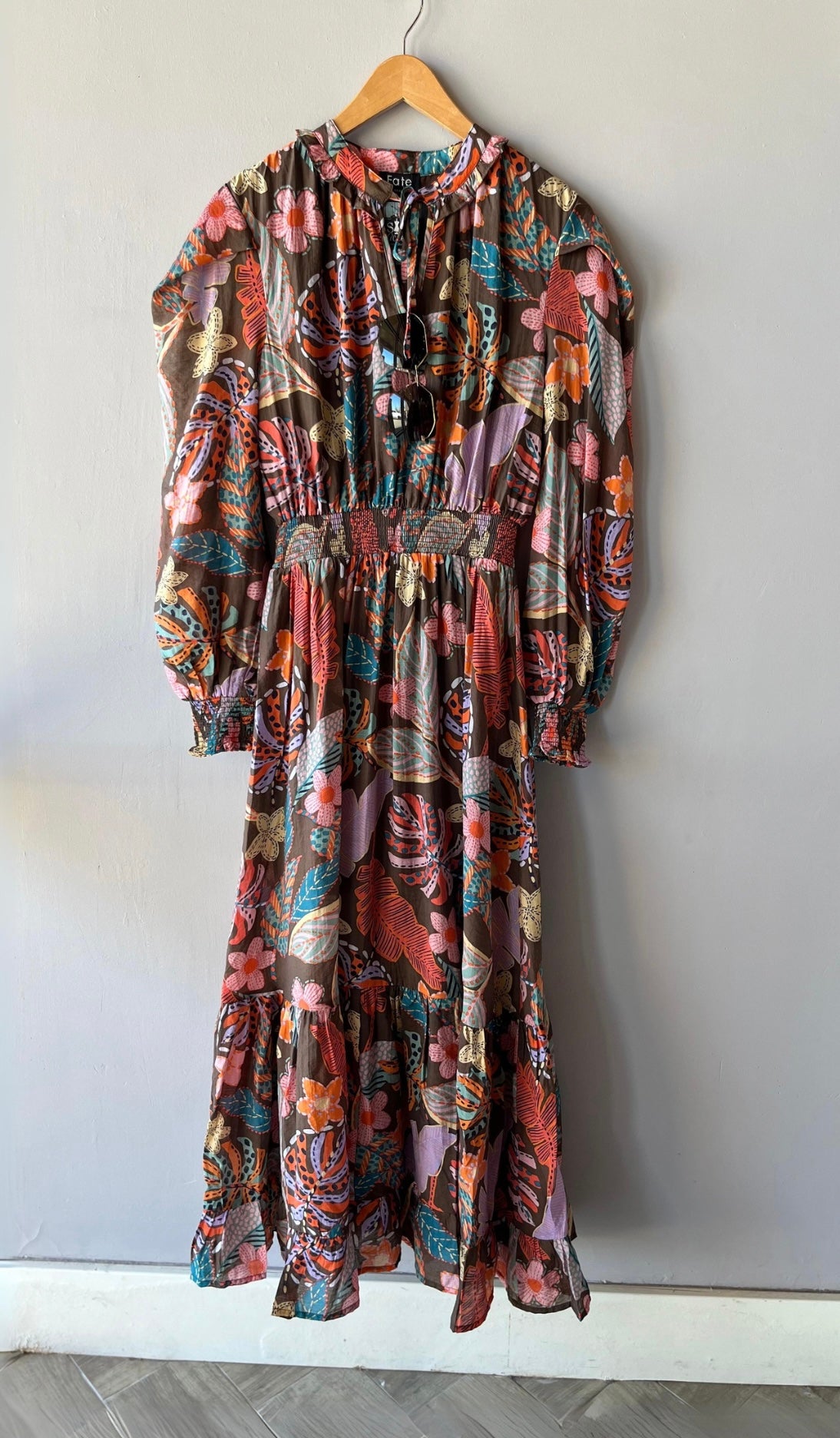 JUNCTURE Floral SmockWaist Flare Maxi Dress