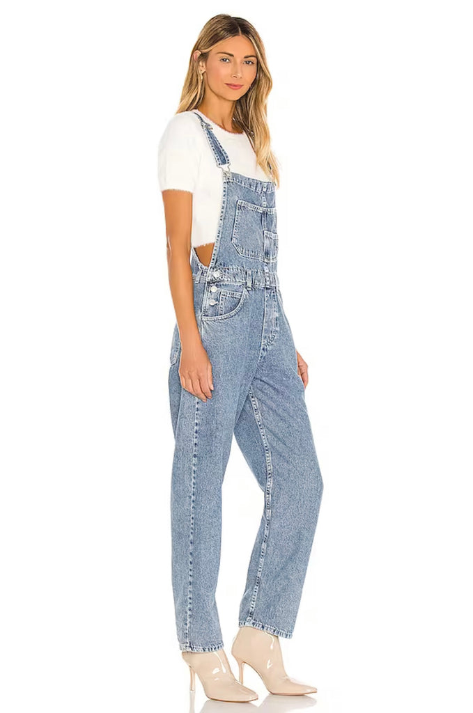 FREE PEOPLE Denim ZIGGY Overalls – Silver Accents