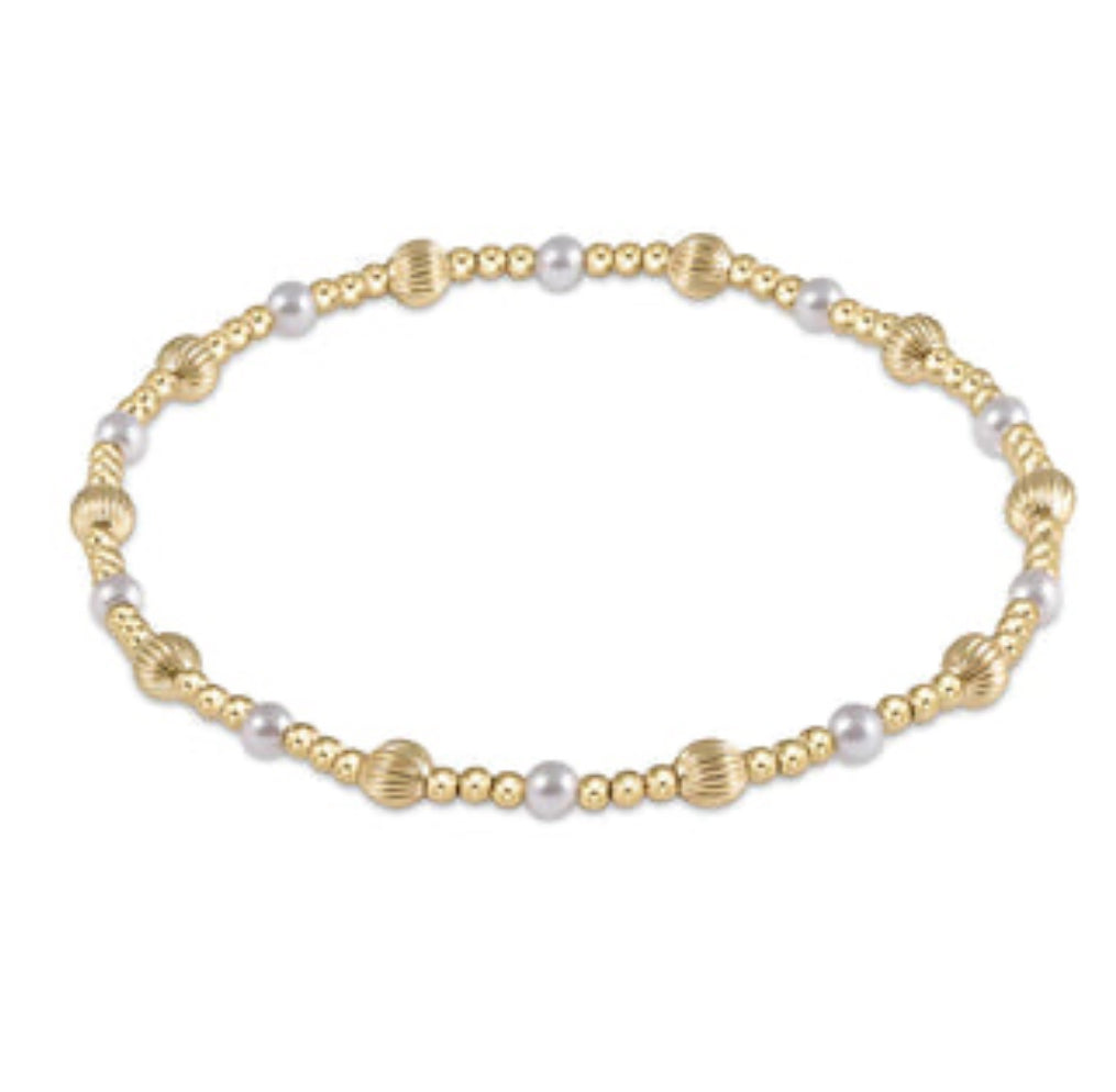 ENewton DIGNITY SINCERITY Pattern 4mm Bead Bracelet - Pearl