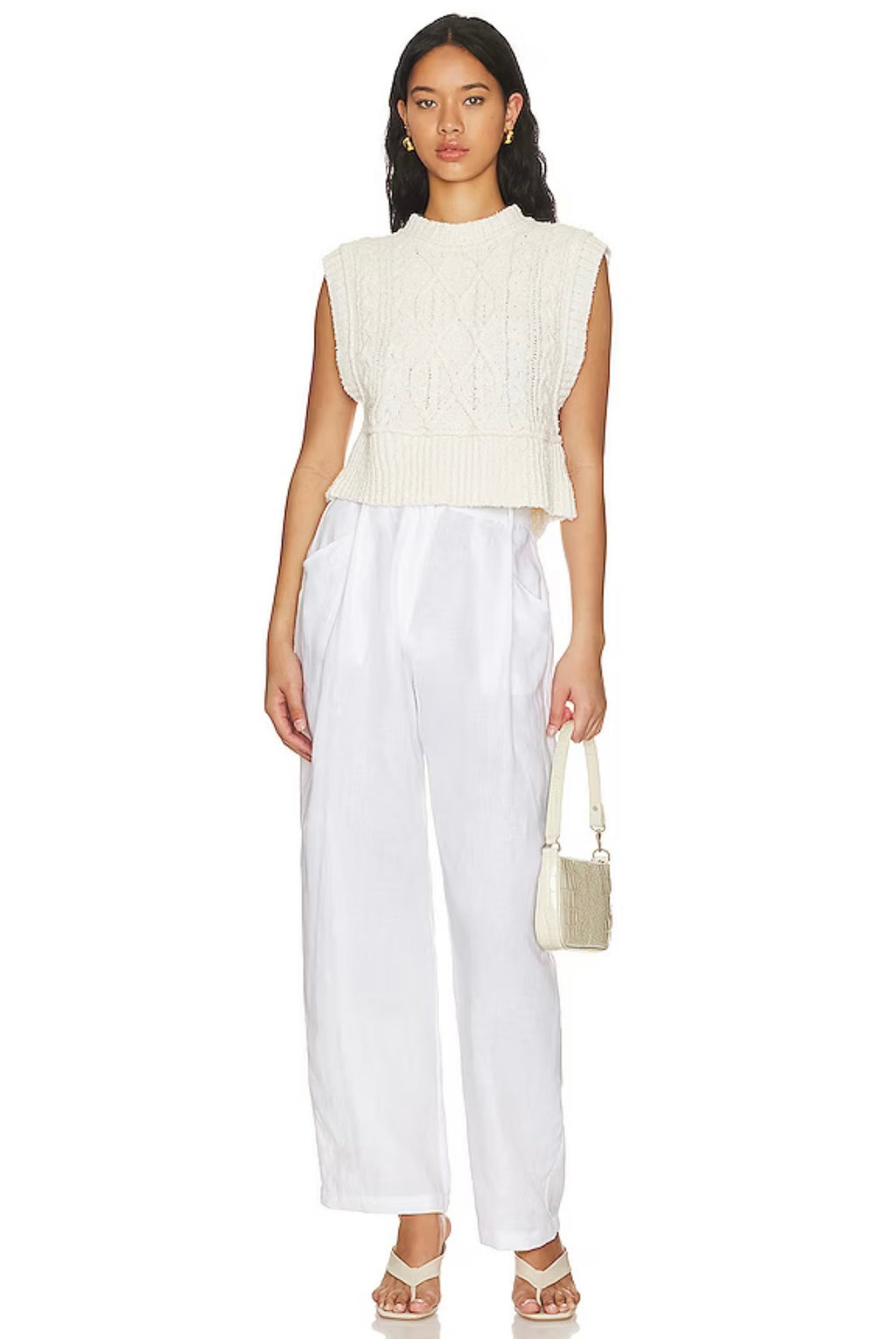 FREE PEOPLE Cable Knit ROWAN Sweater Vest Top