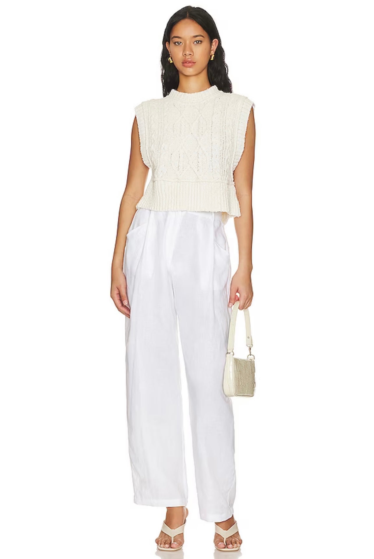 FREE PEOPLE Cable Knit ROWAN Sweater Vest Top