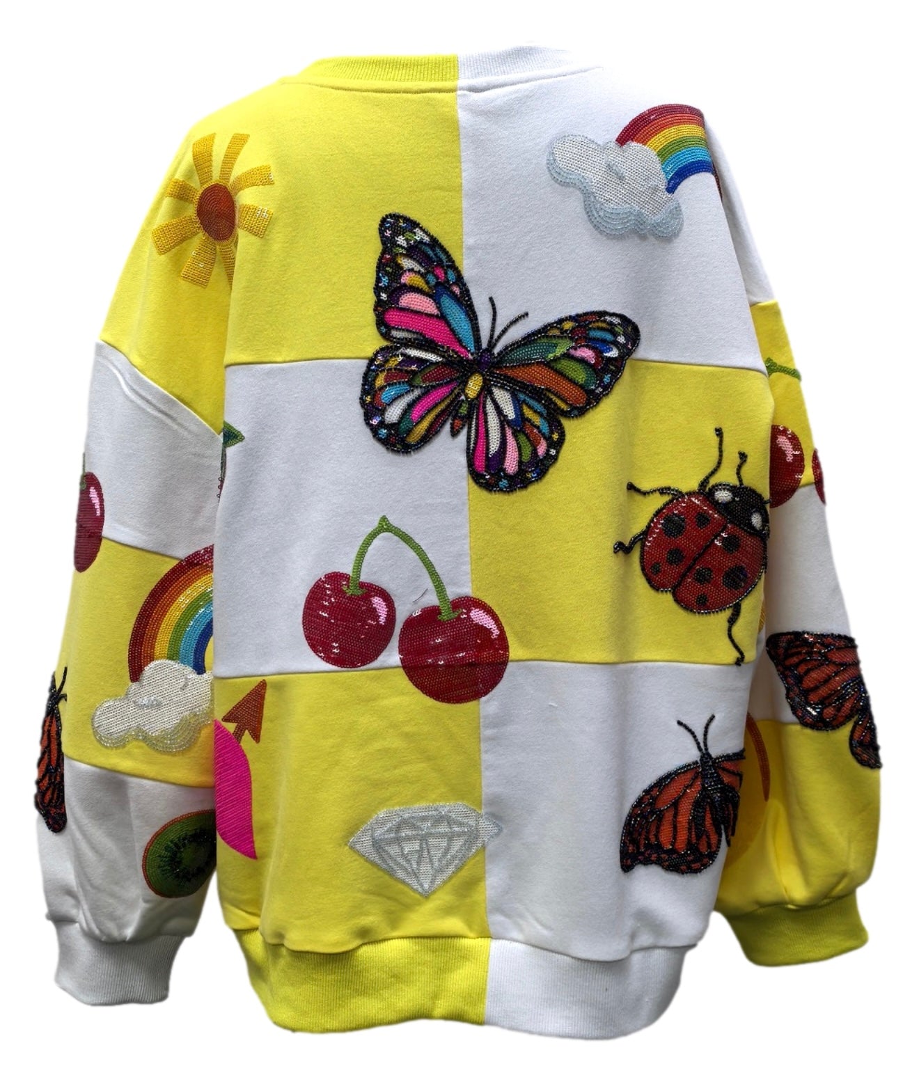 QUEEN OF SPARKLES Checkered Sequin SUMMER ICONS Sweatshirt