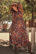 PICTURESQUE Floral Satin Tiered Maxi