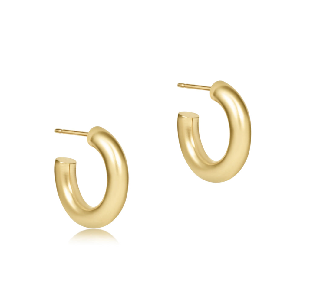 ENewton Round Gold 0.5" Post Hoop Earring- 4mm - Smooth