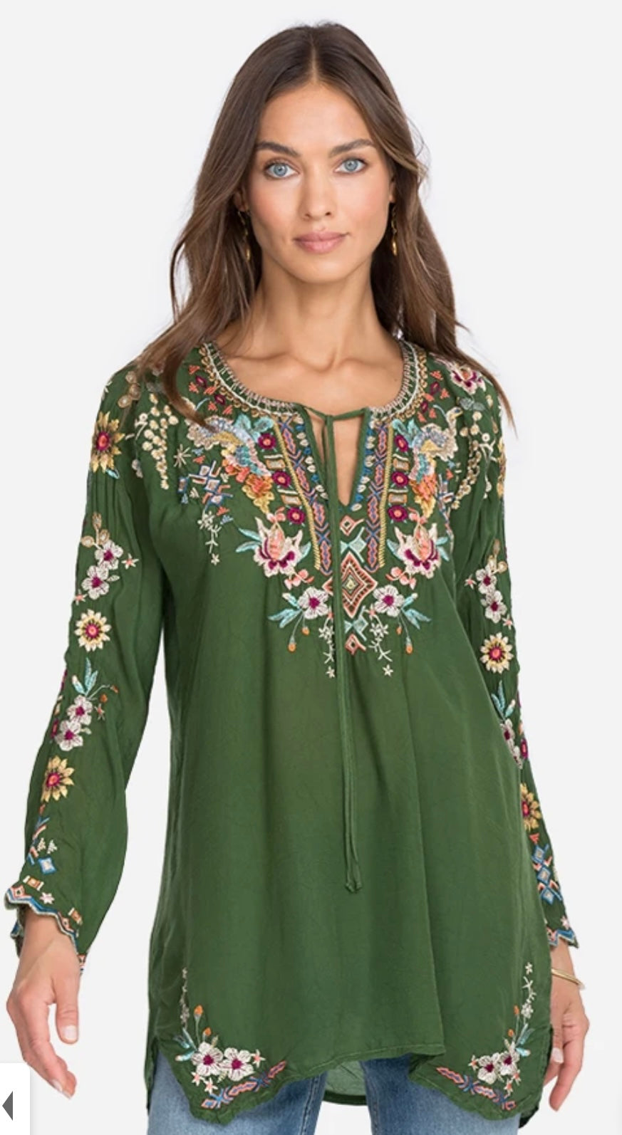 JOHNNY WAS Cactus SUNFLOWER Embroidered Blouse Top