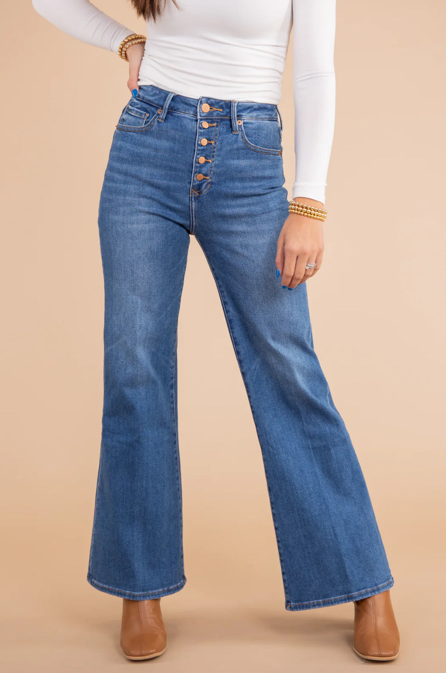 DEAR JOHN HiRise FIONA Button-Up WideLeg Jean