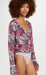 FREE PEOPLE Floral HEAT WAVE Thong Bodysuit