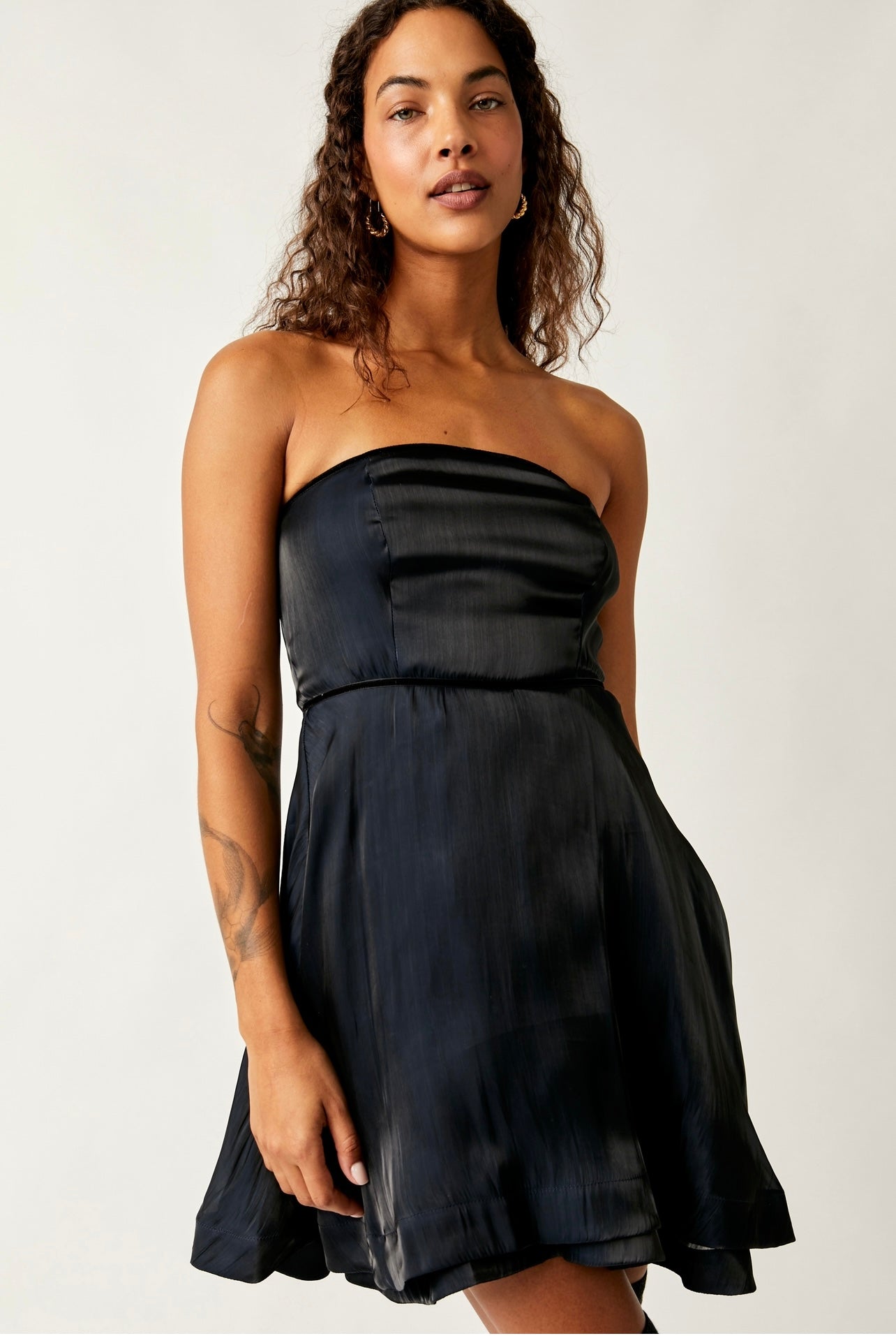 FREE PEOPLE Mini DAISY Satin Strapless Mini Dress