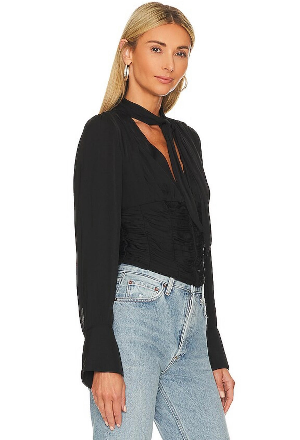 FREE PEOPLE ButtonDown MEET ME THERE TieNeck Top