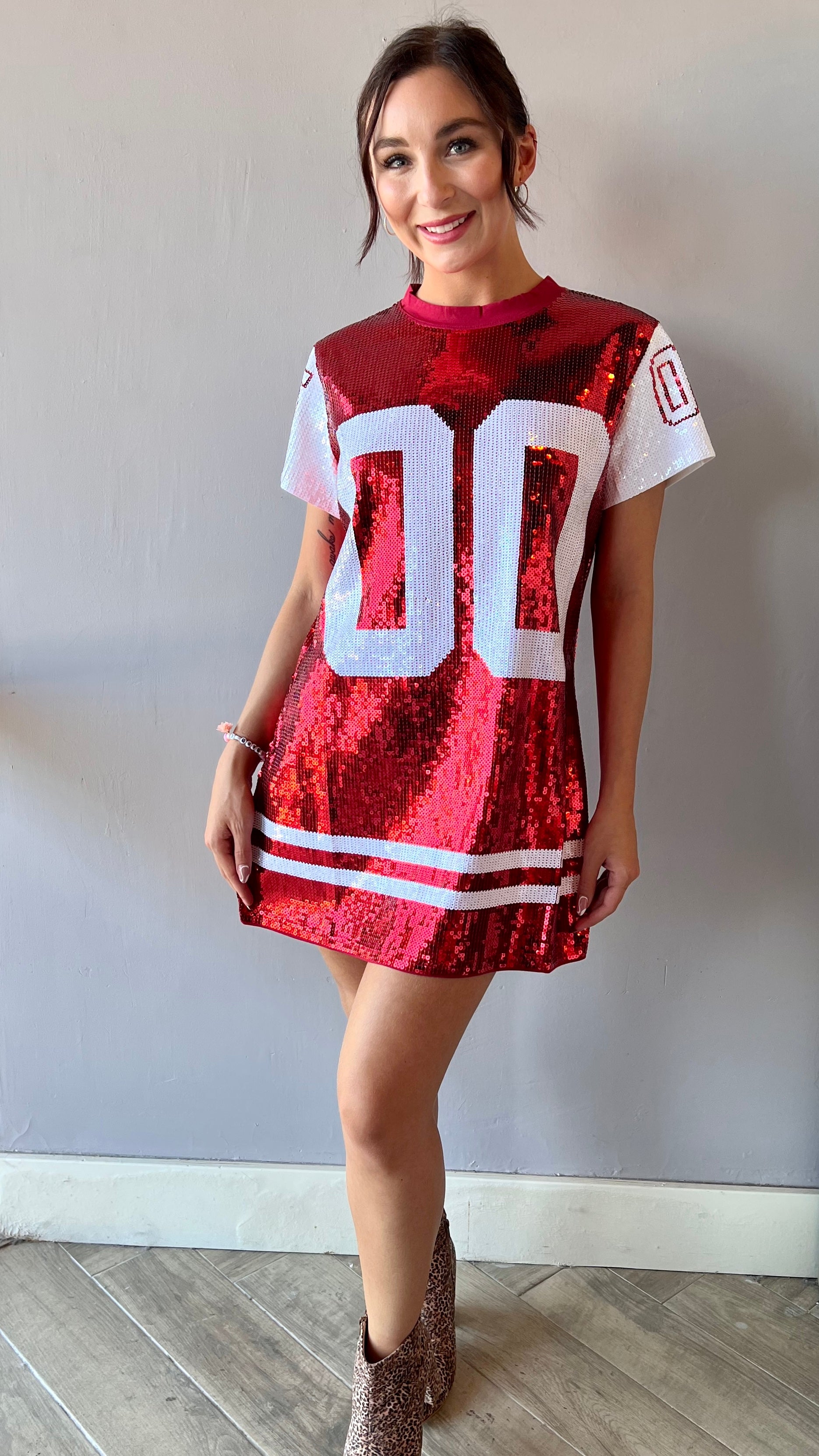 QUEEN OF SPARKLES Full Sequin QUEEN Jersey Dress Silver Accents QUEEN OF SPARKLES Full Sequin QUEEN Jersey Dress Silver Accents