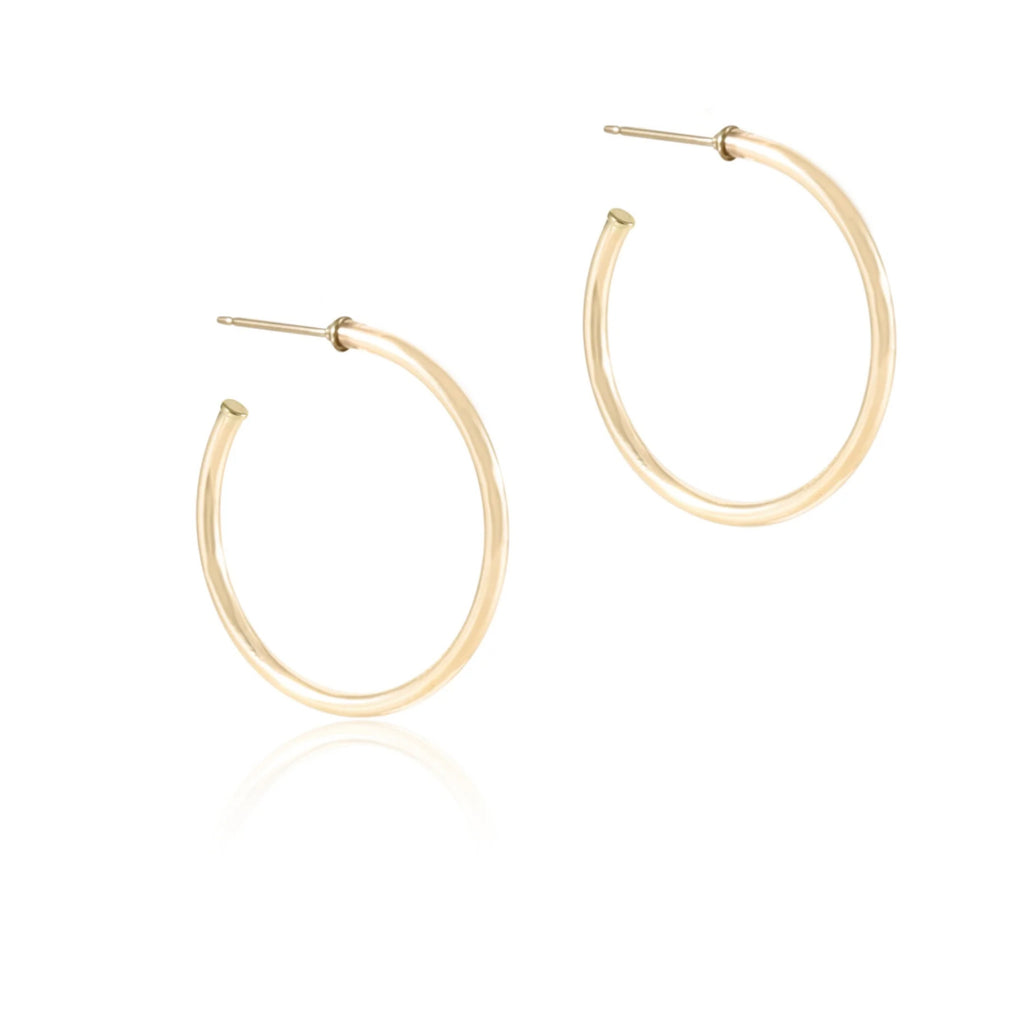 ENewton Round Gold 1.25" Post Hoop Earring- 2mm - Smooth