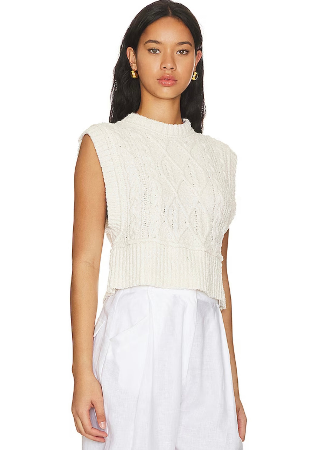 FREE PEOPLE Cable Knit ROWAN Sweater Vest Top