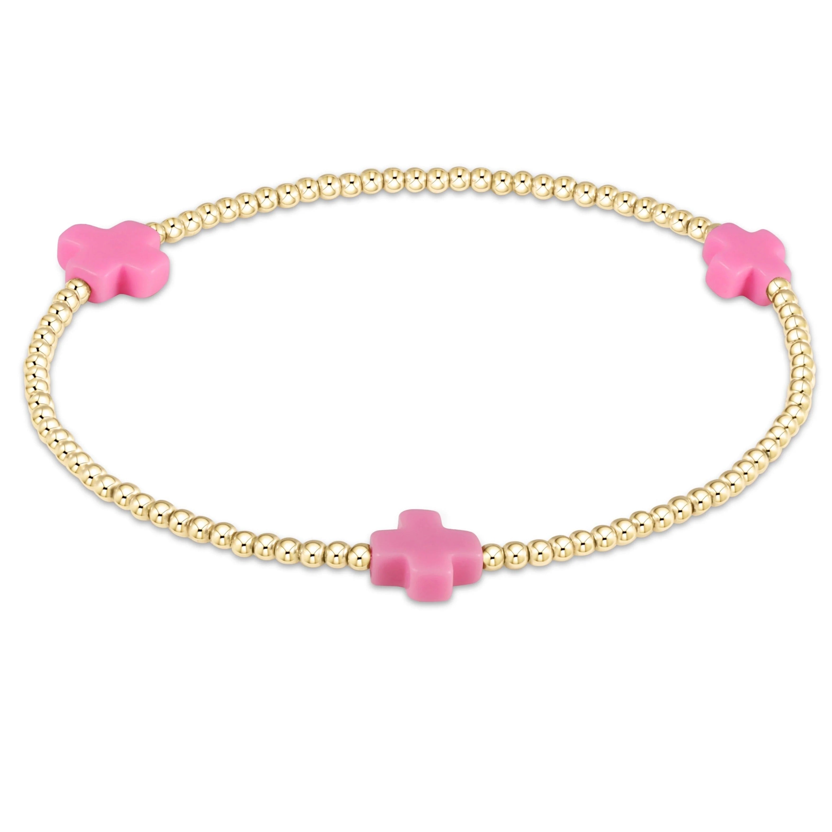 ENEWTON Signature CROSS Gold Pattern 3mm Bead Bracelet