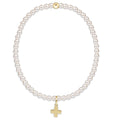ENEWTON-CLASSIC Pearl 3mm Bead Bracelet - Signature Cross Gold Charm