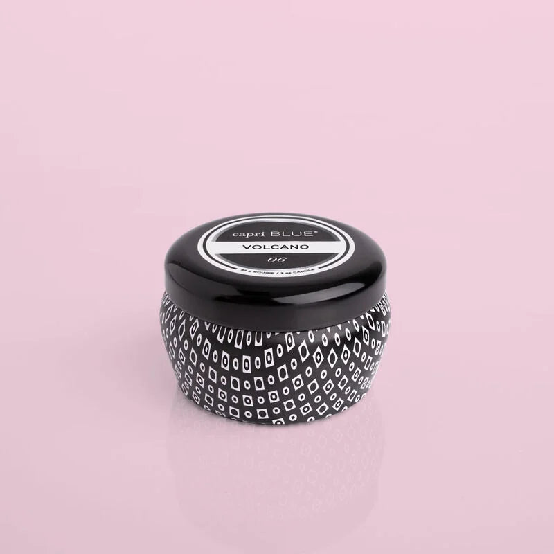 Capri BLUE Volcano Black Mini Tin Candle 3oz