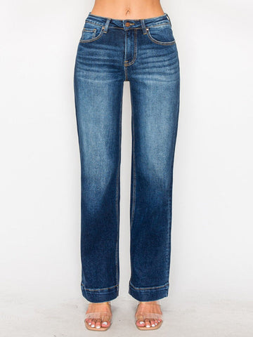 RJ POLISHED HiRise Straight Leg Finished Hem Jeans