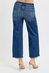 RENEE MidRise Crop WideLeg Fray Hem Jeans