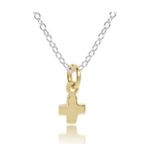 ENewton 16" SIGNATURE CROSS CHARM Sterling Mixed Metal Gold Necklace