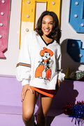 QUEEN OF SPARKLES Oklahoma State University PISTOL PETE Sequin Jersey Sweatshirt OSU