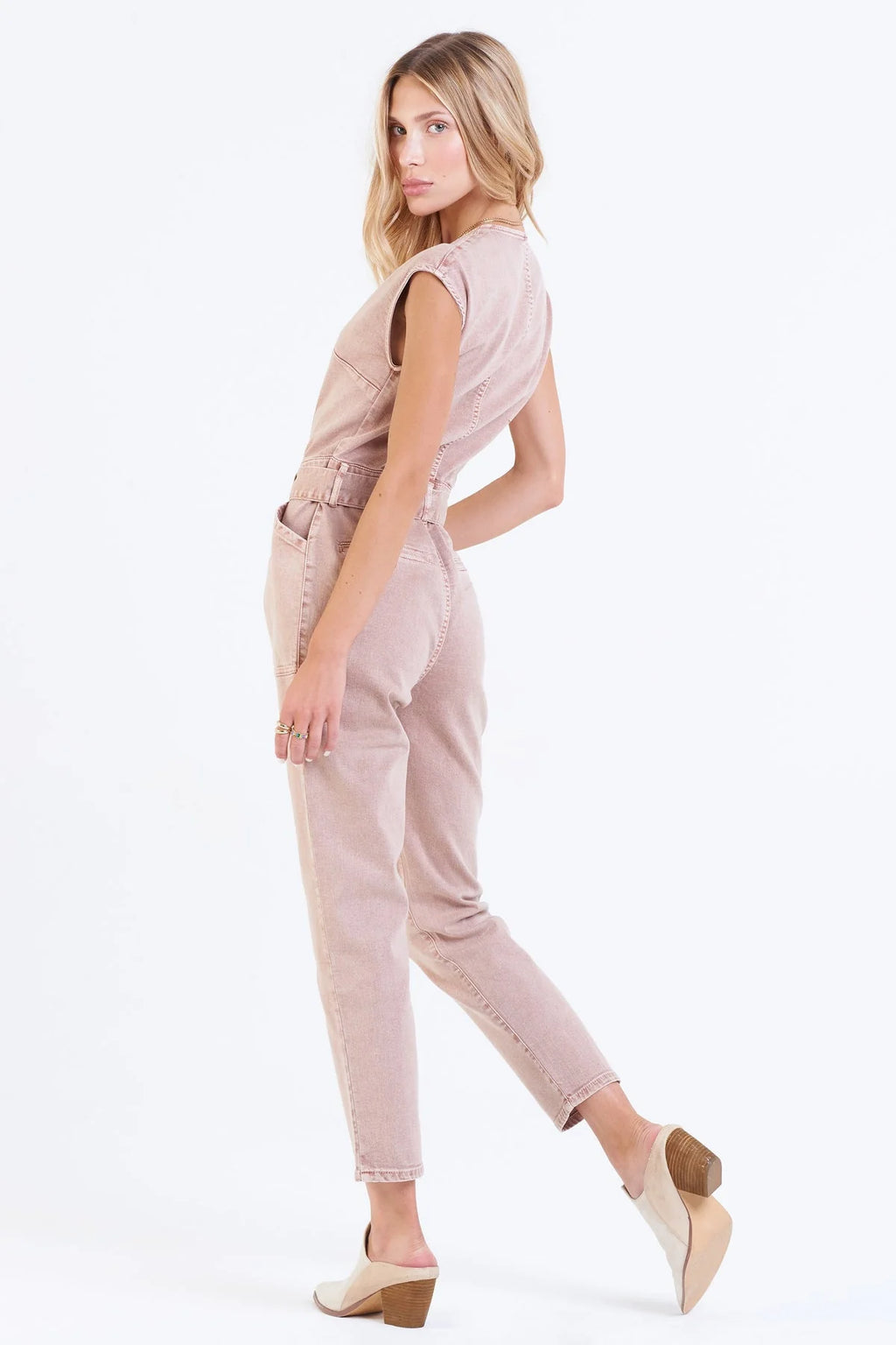 DEAR JOHN VNeck NICOLE Belted Tencel Denim Jumpsuit