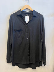 *BOBI Button Down RELY Slub Jersey ButtonDown Raglan Top