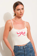 PRETTY GARBAGE SweaterKnit FLIRT BowPrint Cami Top