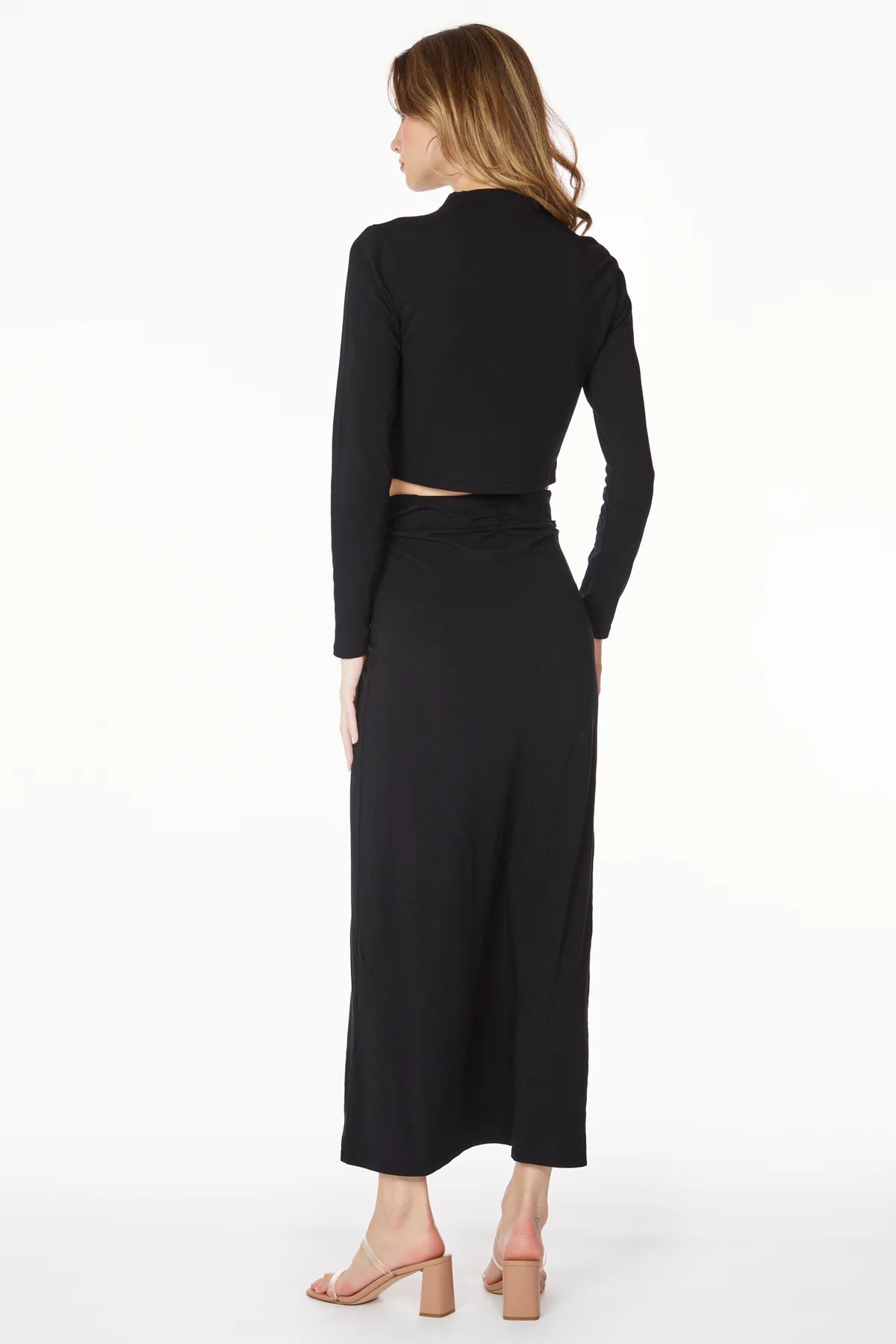 BOBI Shirred Waist MARKED Modal Maxi Silver Accents BOBI Shirred Waist MARKED Modal Maxi Silver Accents