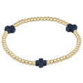 ENewton NAVY Signature CROSS Gold Pattern 3mm Bead Bracelet