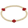 ENewton RED Signature CROSS Gold Pattern 3mm Bead Bracelet