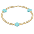 ENewton TURQUOISE Signature CROSS Gold Pattern 3mm Bead Bracelet