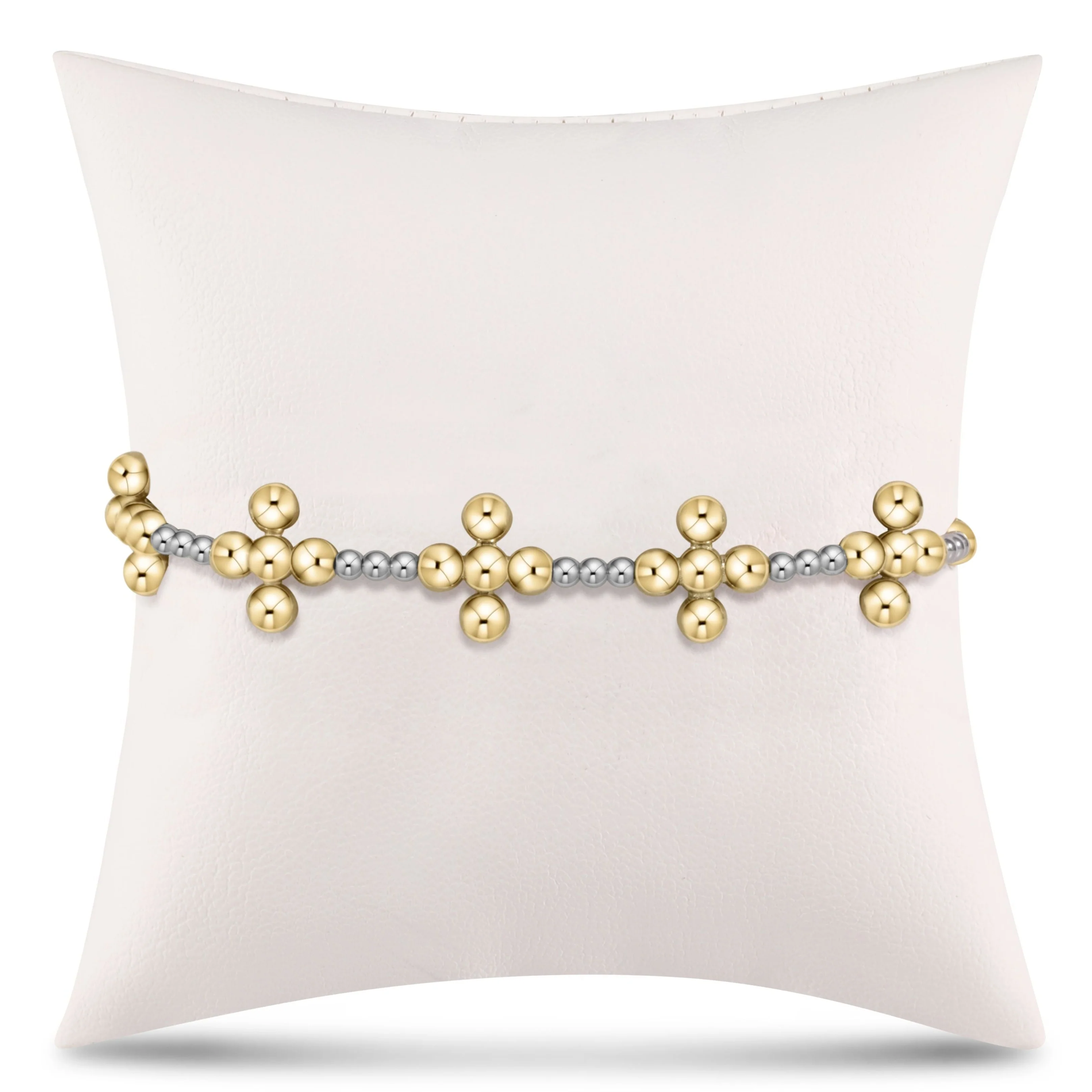 ENewton Signature Cross SINCERITY Pattern STERLING 2.5mm Bead Bracelet