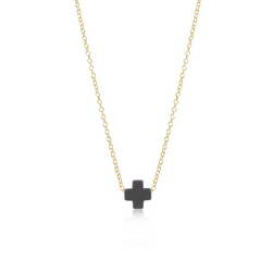 ENewton Small CHARCOAL Signature CROSS 16” Gold Necklace