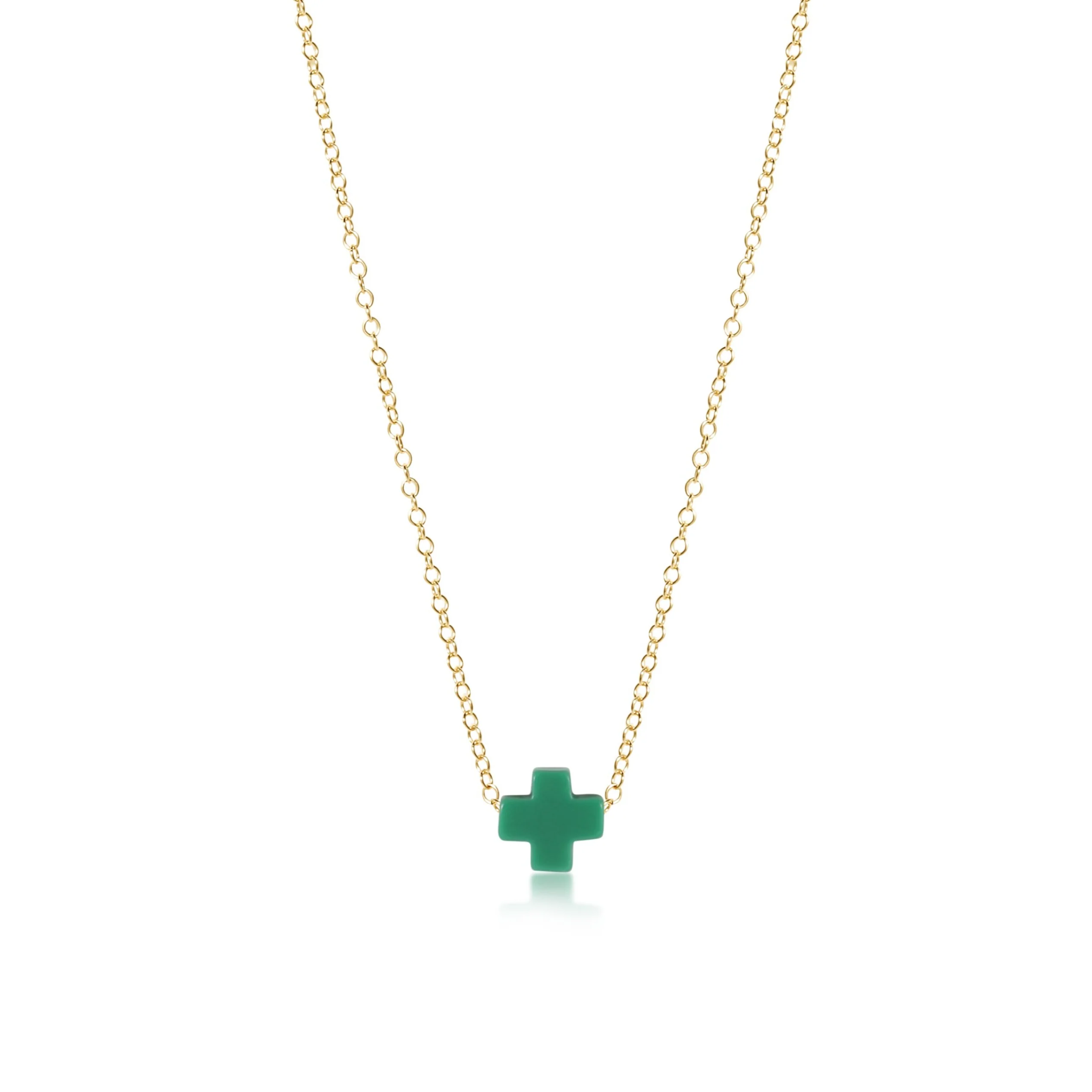 ENewton Small EMERALD Signature CROSS 16” Gold Necklace