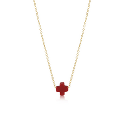 ENewton Small RED Signature CROSS 16” Gold Necklace