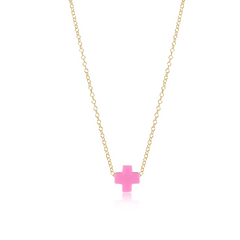 ENewton Small BRIGHT PINK Signature CROSS 16” Gold Necklace