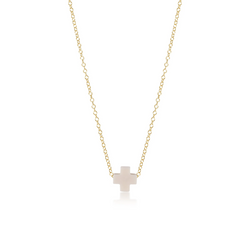 ENewton Small OFF-WHITE Signature CROSS 16” Gold Necklace